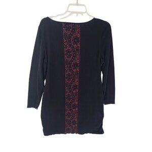 Peruvian Connection Women's Long Sleeve Knit Tunic Mini Dress Black Size XL